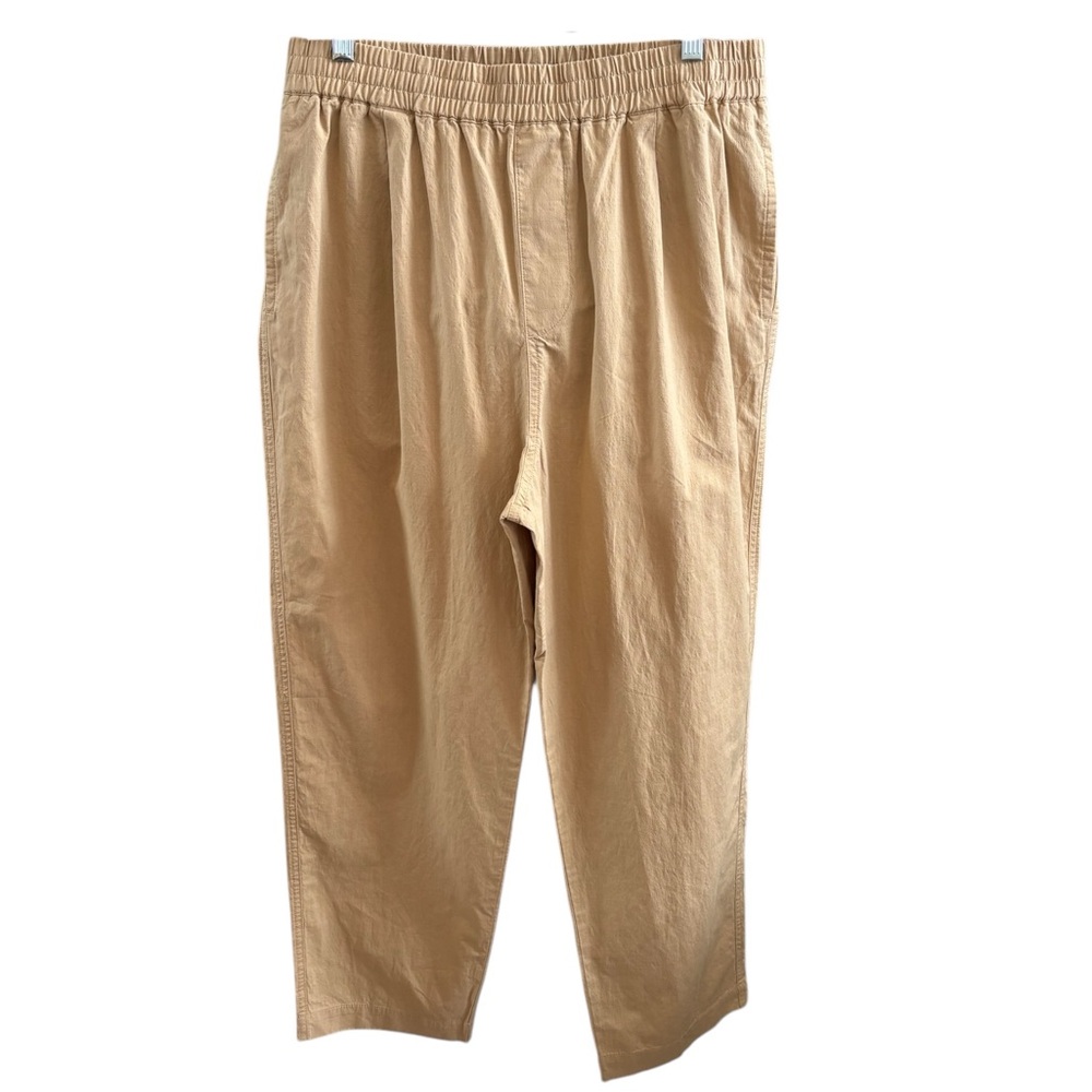 COS Tan/Khaki Elasticated Trousers in Cotton/Linen Blend Size M. NWT